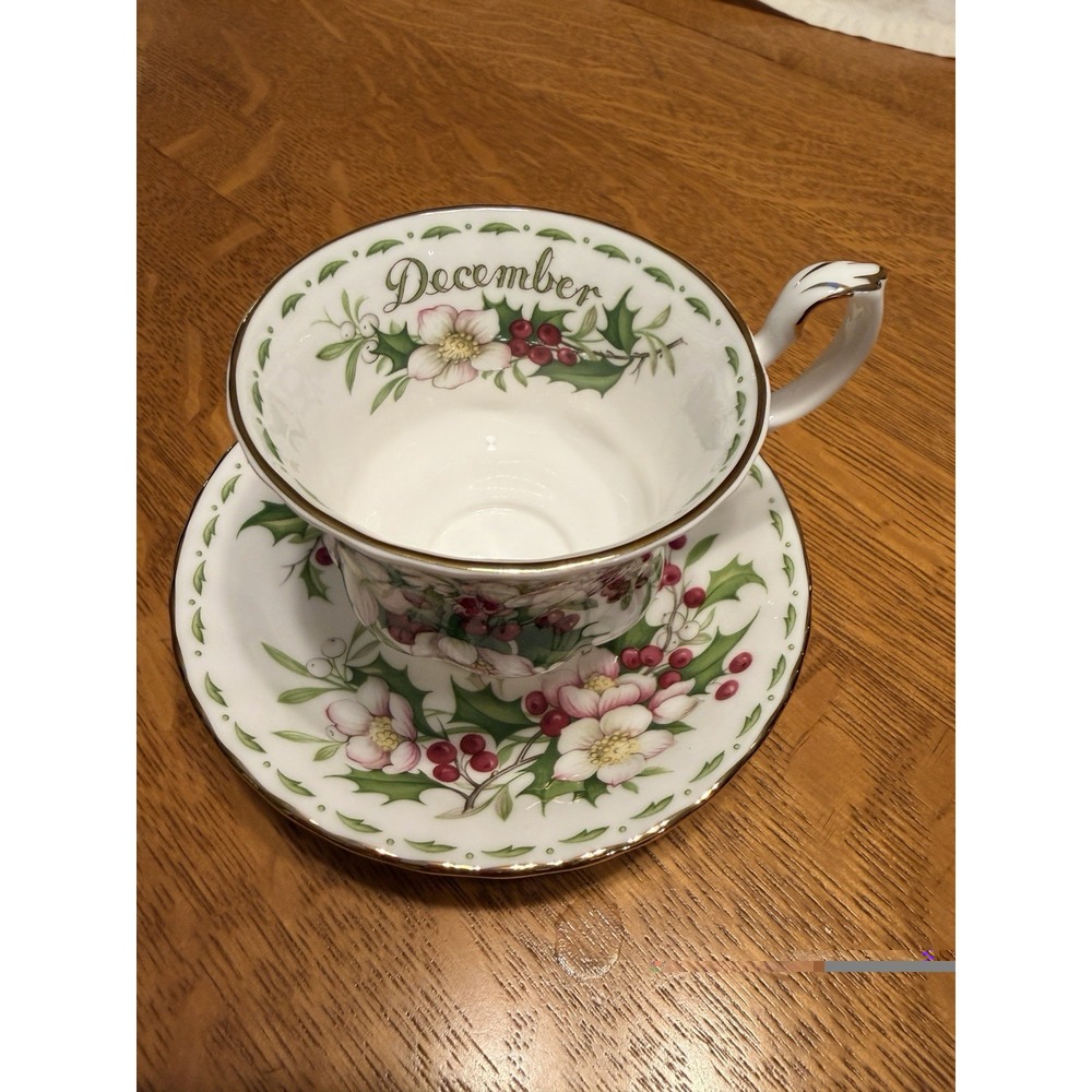 Royal Albert "December" Flower of the Month Tea Cup & Saucer MINT